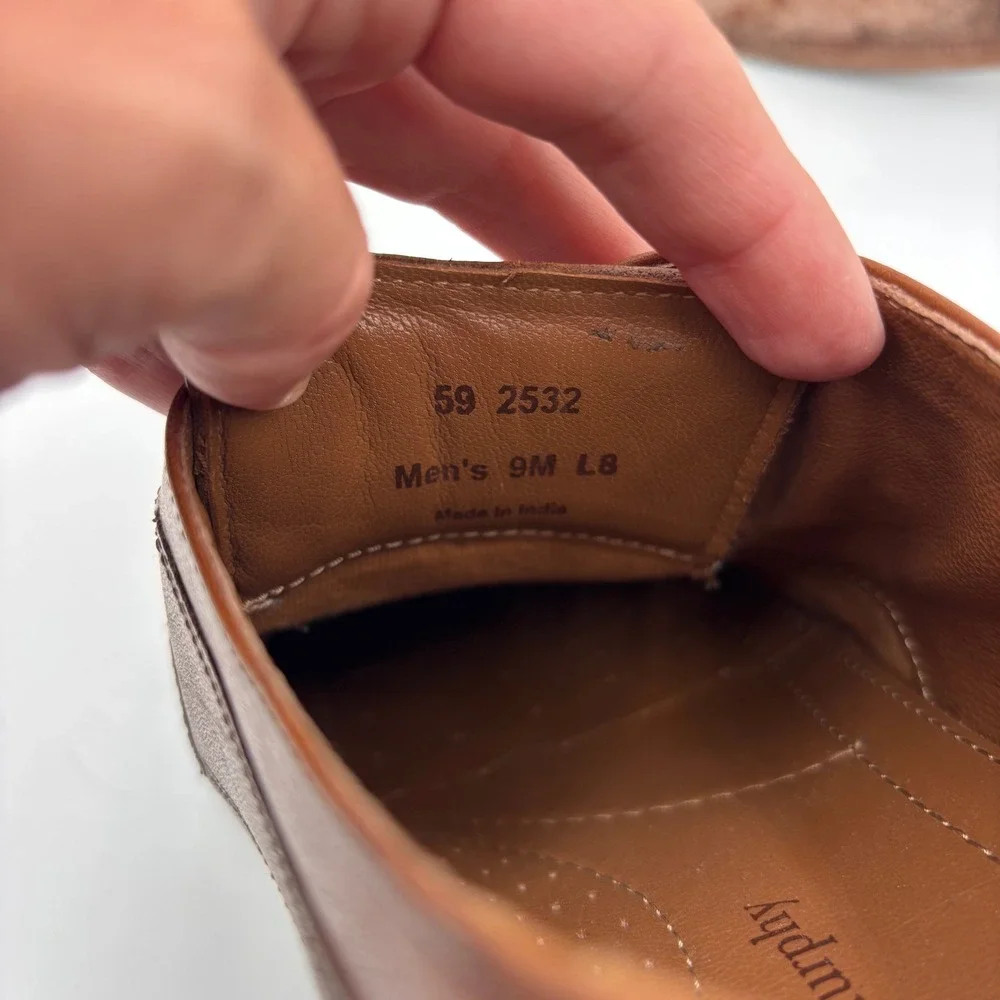 Johnston & Murphy Monk Strap Shoes Mens 11.5 Tan Cap Toe Leather Buckle